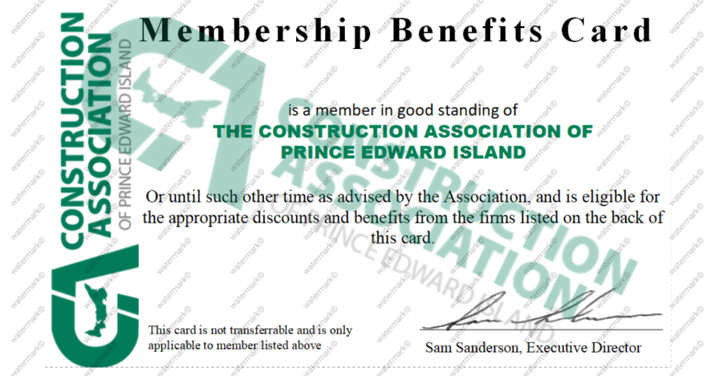 CAPEI Membership Card Example with Watermark